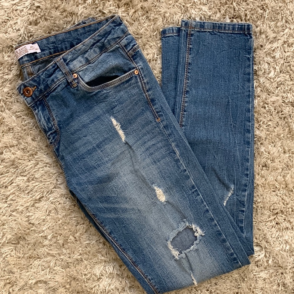 GUC-Nice & Chic skinny, low rise distressed denim blue jeans